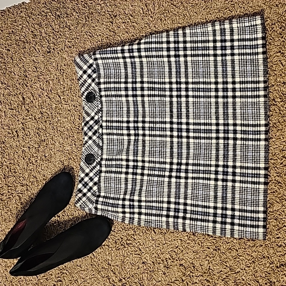 Ann Taylor Petites Skirt Plaid Lined Blend Herringbone Sz 8P